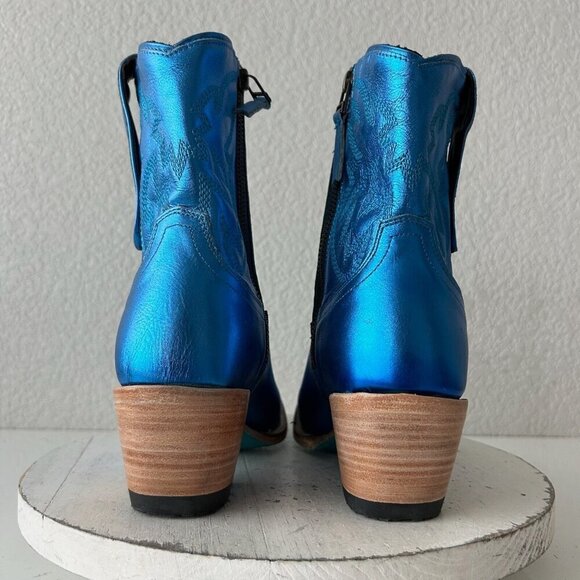 NEW Lane SMOKESHOW Womens Cowboy Bootie 8 Blue Western Cowgirl Short Ankle Boots - Picture 3 of 10
